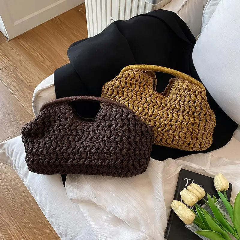 Fashion Elegant Woven Handbag Female Beach Straw Underarm Bag Versatile Exquisite Shoulder Bags Evening Bags For Women Gifts