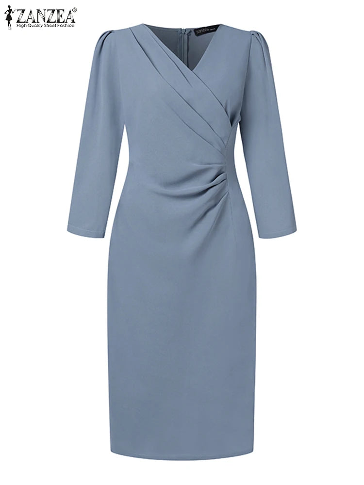 V-Neck Bodycon Midi Dress