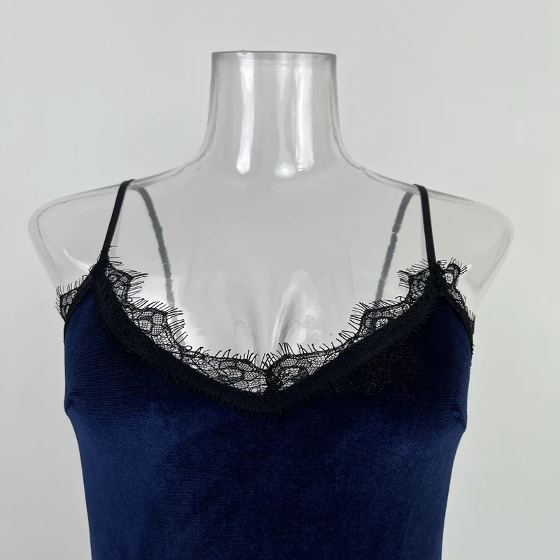 Sexy Gold Velvet Nightgown Winter Party Night Club Dresses Lace Long Nightdress Sleepwear Slit Chinese High Cut Lingerie Qipao