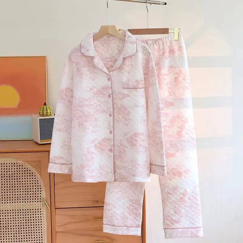 2023 NEW Women's Pajamas Suit Thick Warm Cardigan Winter Pyjamas Sets Long Sleeve Autumn Home Clothes Sleepwear