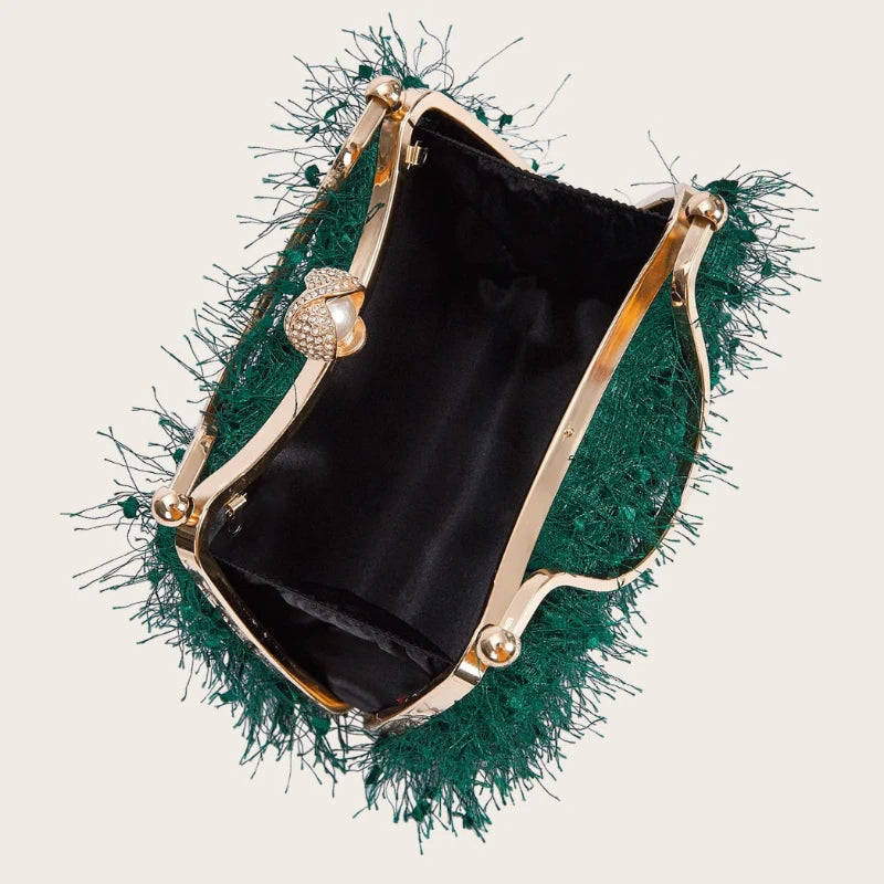 Feather Tassel Evening Clutch