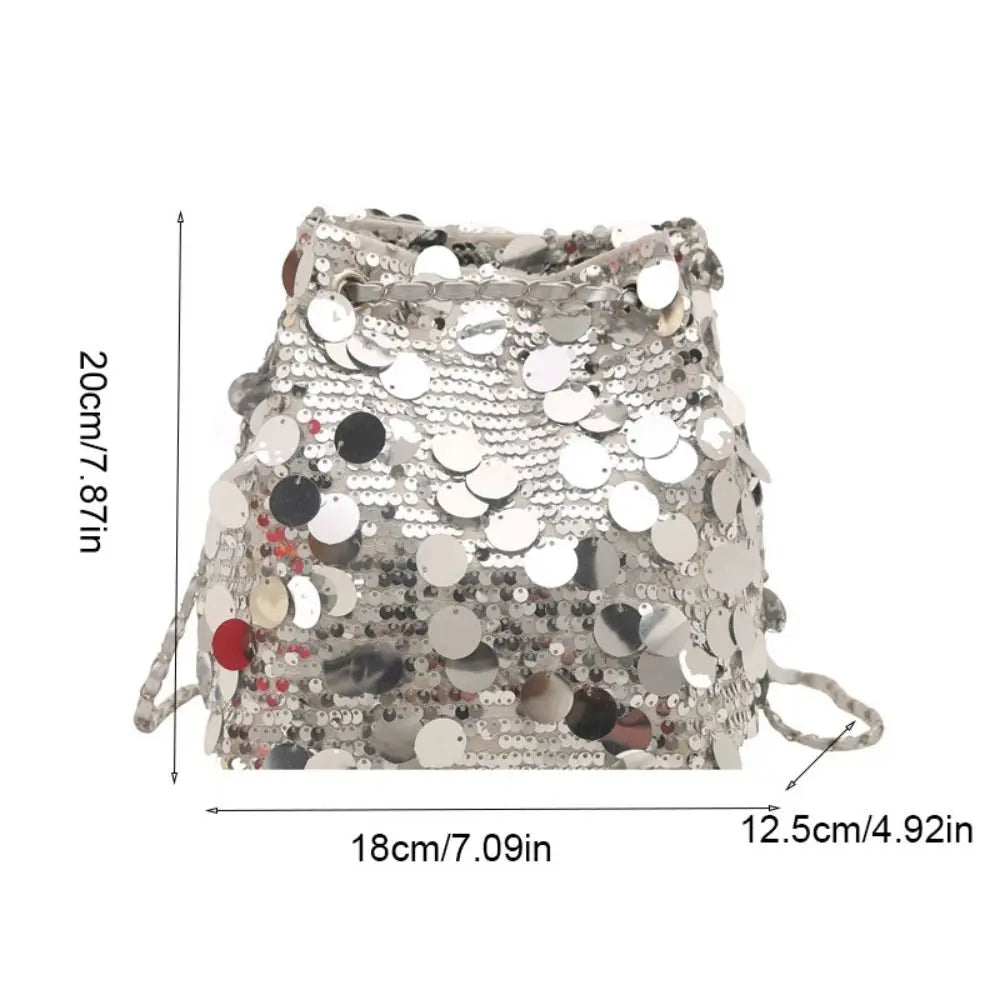 Sequin Chain Bucket Bag