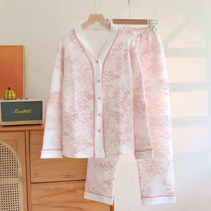 2023 NEW Women's Pajamas Suit Thick Warm Cardigan Winter Pyjamas Sets Long Sleeve Autumn Home Clothes Sleepwear