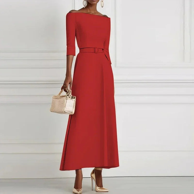 One-Shoulder A-Line Maxi Dress