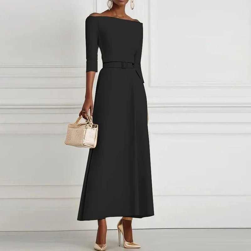 One-Shoulder A-Line Maxi Dress