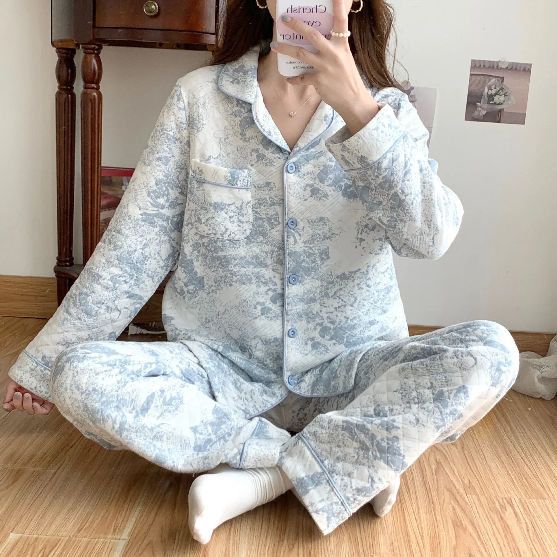 2023 NEW Women's Pajamas Suit Thick Warm Cardigan Winter Pyjamas Sets Long Sleeve Autumn Home Clothes Sleepwear