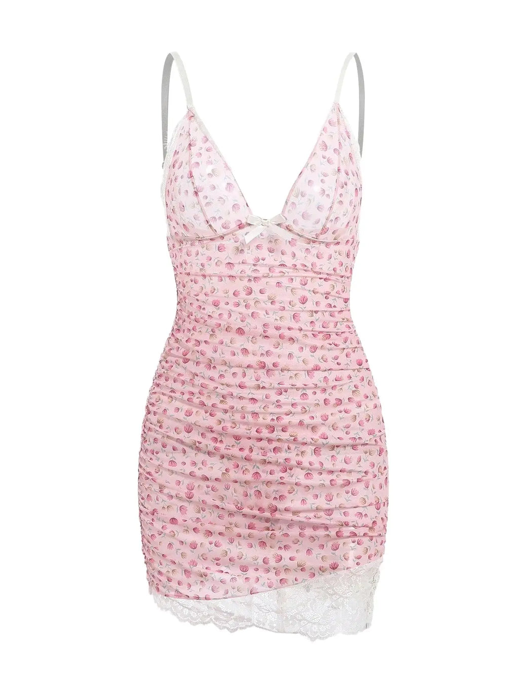 2PCS Women's New Sleepwear Summer Sexy Strap Doll Underwear Set Flower Lace Bordered Bow Tight Dress Sleeping Skirt Hot Selling