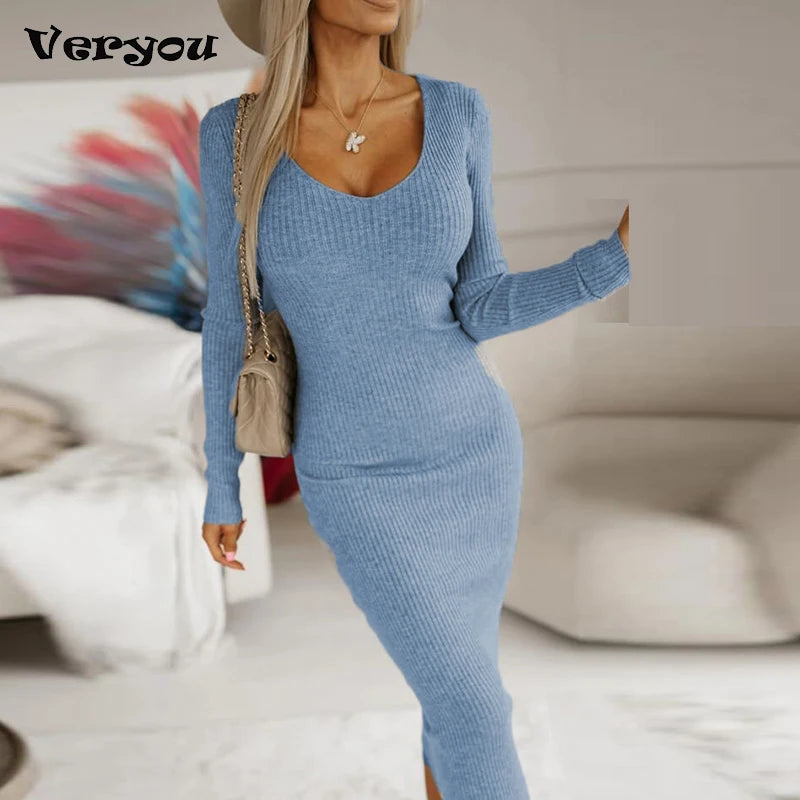 Long Sleeve Knit Bodycon Dress