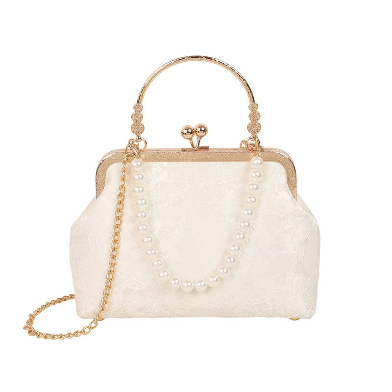 Vintage Classic Lace Bag pearl Evening Bags Wedding Shell Lock Bags Women Shoulder Crossbody Bag Chain Women's Handbags Purses