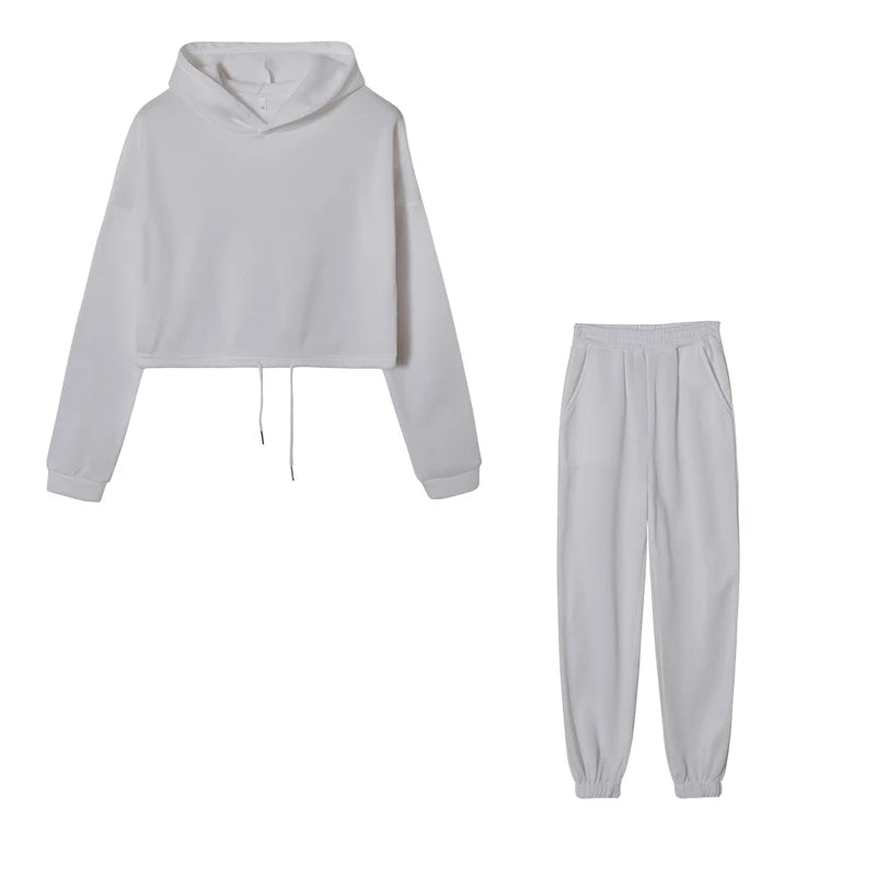Sporty Chic Two-Piece Set - Long Sleeve Top & High Waist Pants