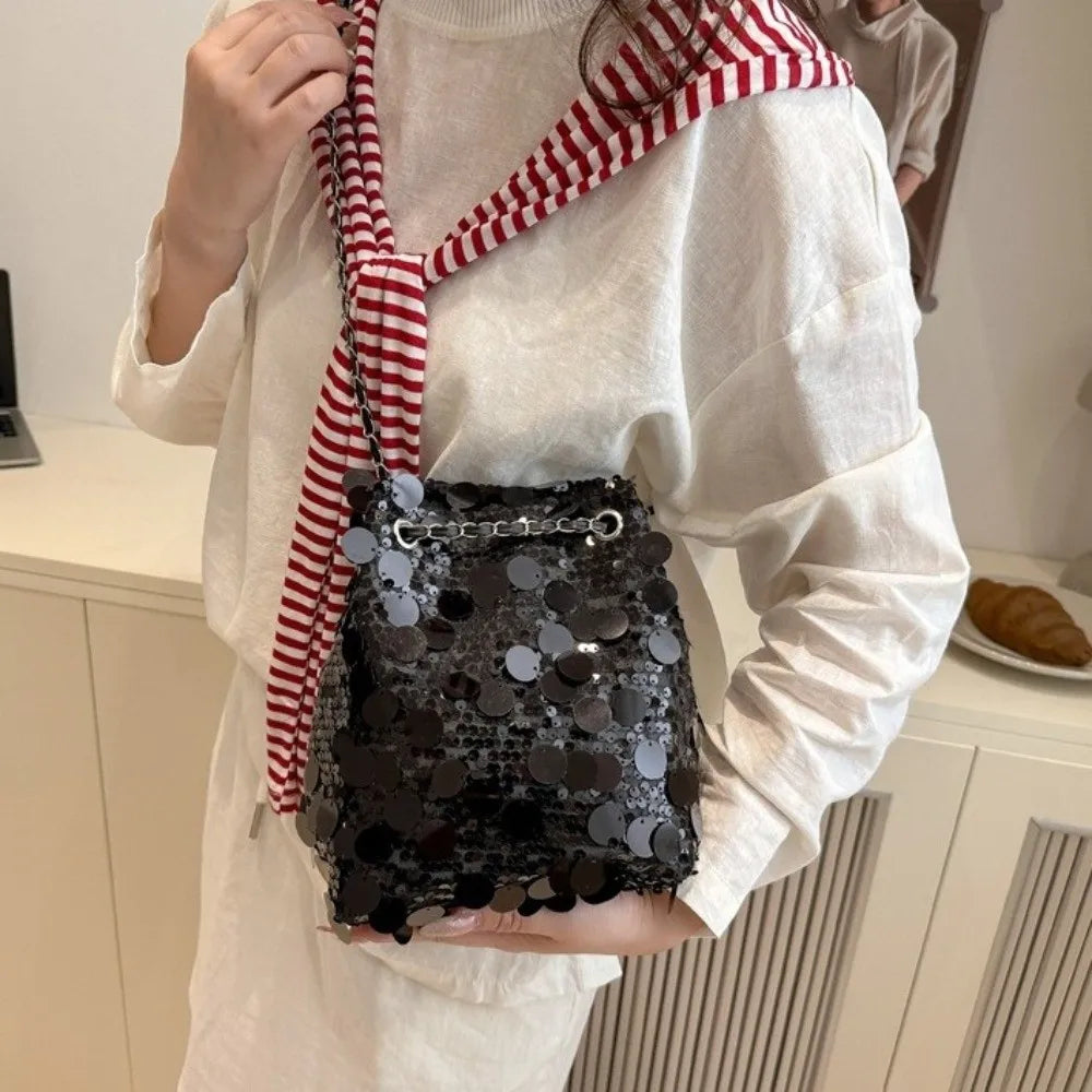 Sequin Chain Bucket Bag
