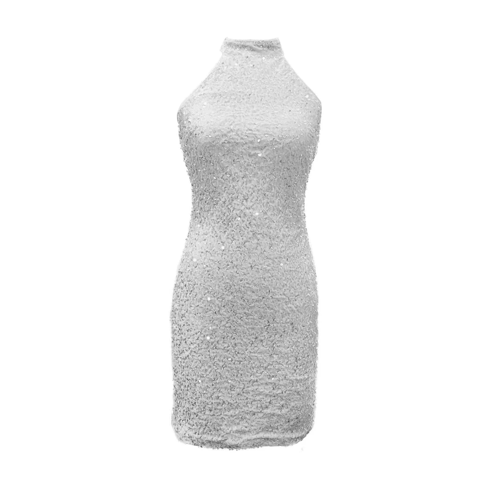 Glitter Halter Bodycon Mini Dress
