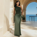 One-Shoulder Satin Maxi Dress