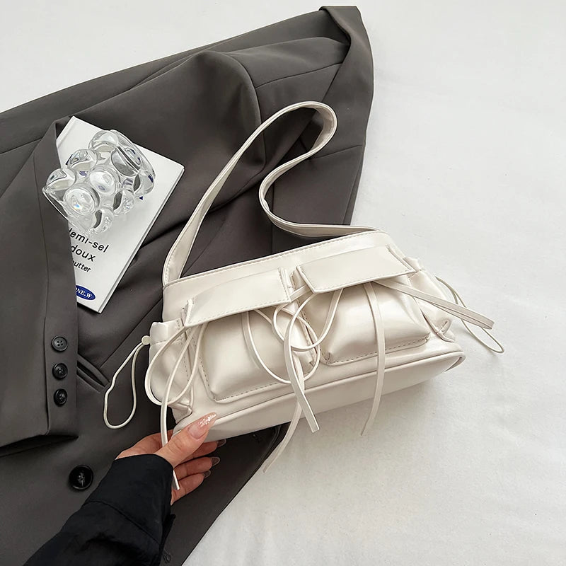 Silver Double Pocket Crossbody Bag