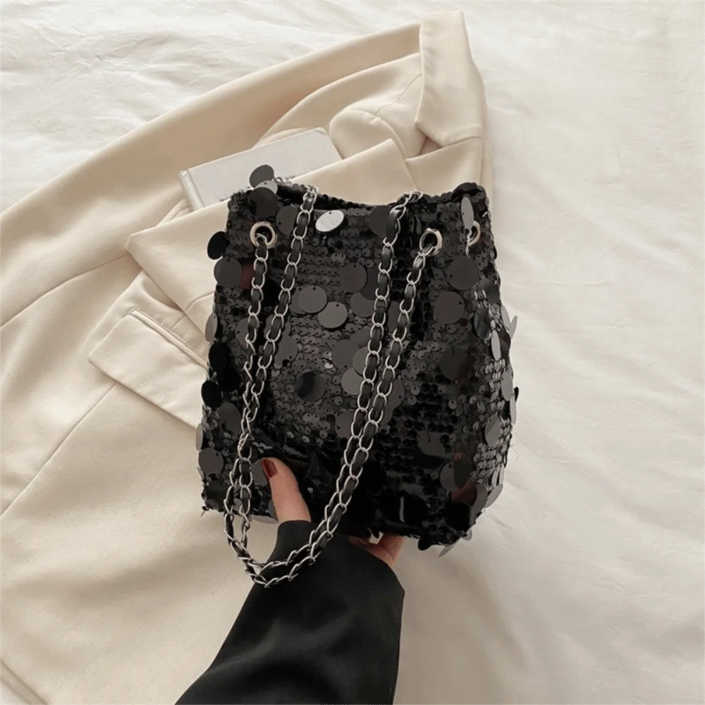 Sequin Chain Bucket Bag