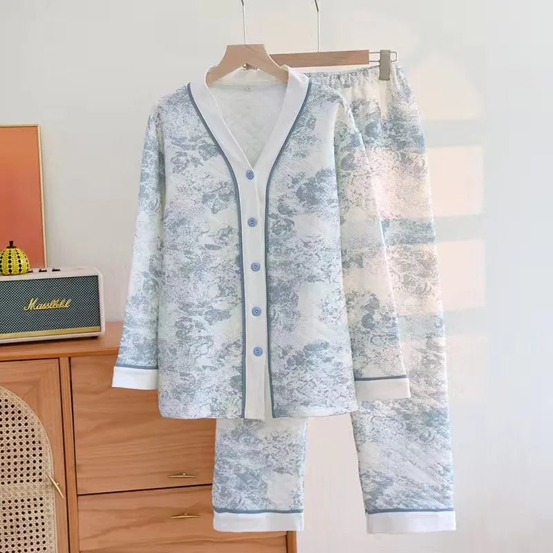 2023 NEW Women's Pajamas Suit Thick Warm Cardigan Winter Pyjamas Sets Long Sleeve Autumn Home Clothes Sleepwear