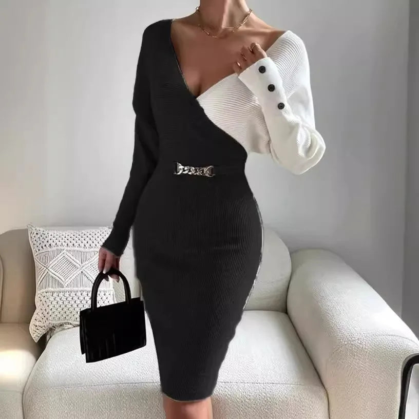 V-Neck Knit Bodycon Jumpsuit