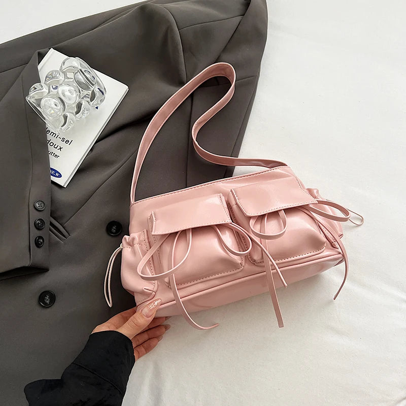 Silver Double Pocket Crossbody Bag