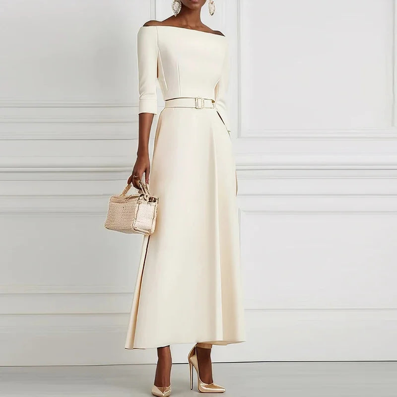 One-Shoulder A-Line Maxi Dress